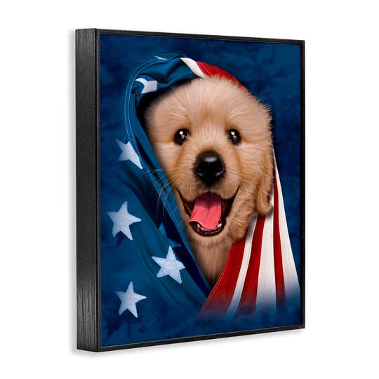 Stupell Industries Puppy & American Flag Framed Giclee Art